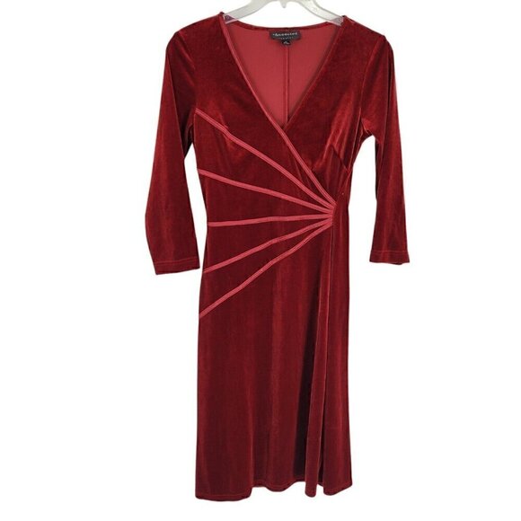 VTG Y2K Red Velvet Midi Dress 10 Vamp Witchy romantic boho glam wanderlust - Picture 1 of 4